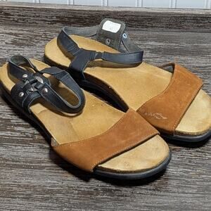 Naot Women's Antique Brown Black Sabrina Sandal Leather Comfort Size 41